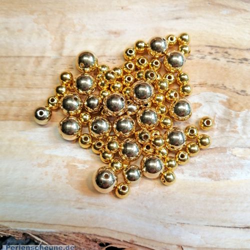 Kugelperlen 30 Spacer Perlen 6, 8, 10 mm Acryl Zwischenperlen goldfarben