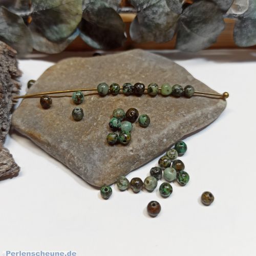 20 Natur Edelsteinperlen 3 mm braun grün marmoriert