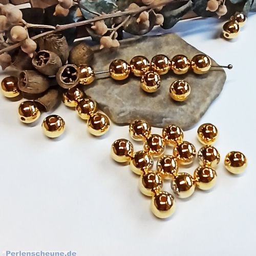 Kugelperlen 50 Spacer Perlen 4 mm Acryl Zwischenperlen gold