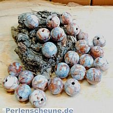 10 große Perlen braun marmoriert Kugelform 11,5 mm