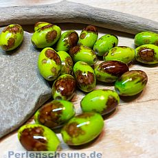 15 Perlen Oliven grün-braunmarmoriert 13 mm