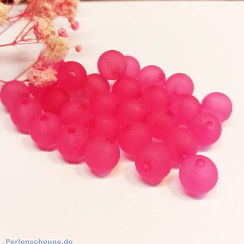 20 Acrylperlen kugeln gefrostet rosa pink 10 mm Kinderperlen