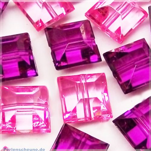 20 rosa acrylic faceted Kinderperlen Quadrate 14 mm