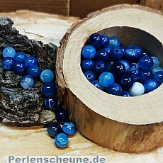 10 Edelsteinperlen Agate beads rund poliert marmor blau 6 mm