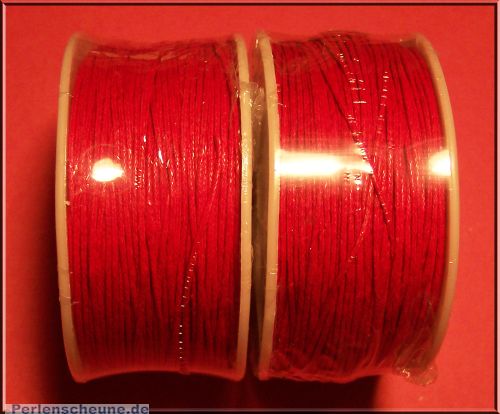1 Rolle 80 m Perlschnur 1 mm gewachste Baumwolle rot