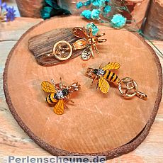 3D Kettenanhänger Biene goldfarben und Emaille Strass Aromadiffuser 22 mm