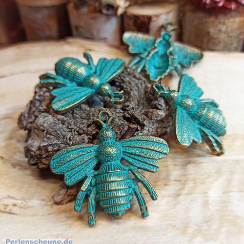 1 Kettenanhänger Charms Insekt bronze antik Patina 40 mm