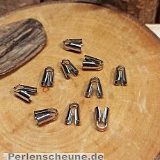 10 Endkappen Endhülsen für 3 mm Leder o. Perlband antik silber