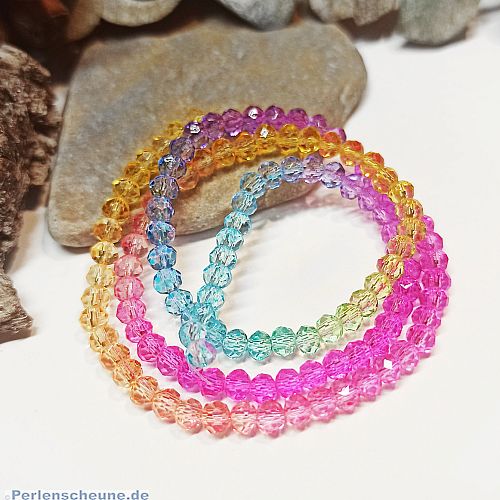 Glasperlen Abacus Faceted 3 mm 1 Strang 125 Stück Farben Mix young