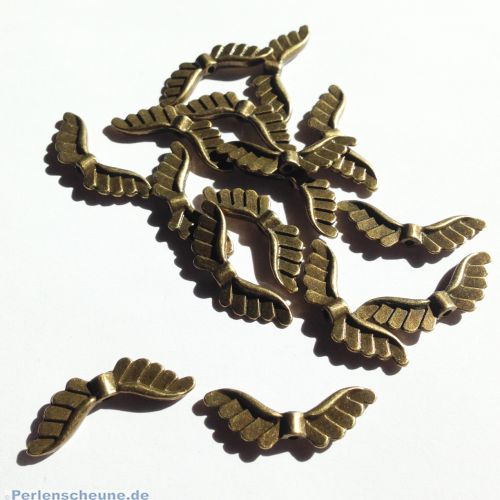 10 Stück Metallperlen Engelflügel bronze antik Flügelperlen