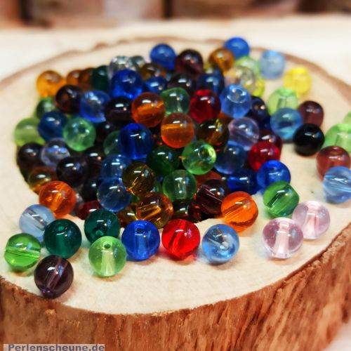 Perlenset mit 50 Glasperlen bunter Mix 4,5 mm Loch 0,5 mm
