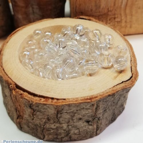 30 kristallklare Glasperlen rund 6 mm