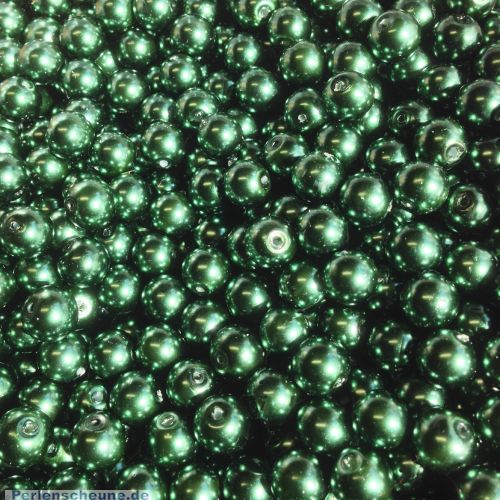 30 Glaswachsperlen Set dunkelgrün 10 mm