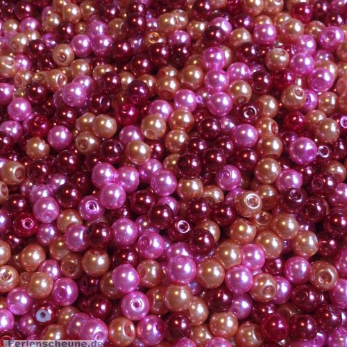 Perlenset 50 Glaswachsperlen Schmuckperlen rot rosa orange 6 mm