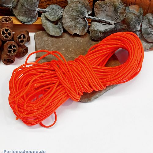 10 m elastisches Gummiband  Perlschnur 1 mm neon orange für Armbänder