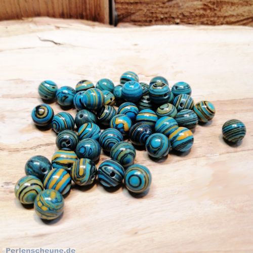 10 Halbedelsteinperlen Malachite türkisblau 8 mm