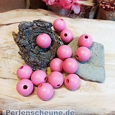 15 Hinoki Holzperlen in rosa 16 mm Loch 3 mm