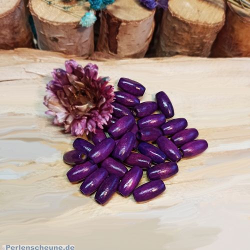 30 große Holzperlen violett 15 mm Olive