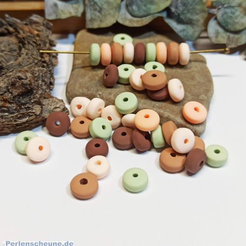 Katsuki Polymer clay Perlen 50 Rondelle 6 x 2,5 mm pastell Mix