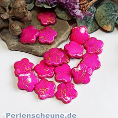 20 Acrylperlen Blumen draw bench 15 mm pink