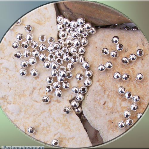 Perlenset mit 10 g Metallperlen Metallspacer 3 mm silber ca. 100 Stck.