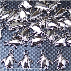 10 Acrylanhänger Pinguin silber 21 mm Kinderperlen