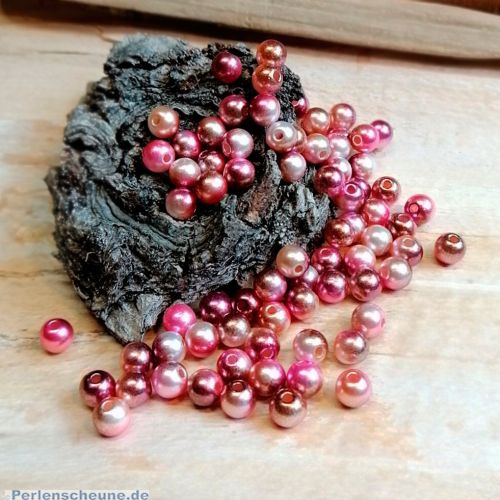 40 Acrylperlen metallisch rosa besprüht 6 mm Loch 1,5 mm