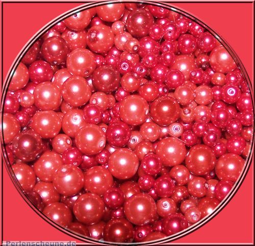 PerlenSet 100 Glaswachsperlen Schmuckperlen rottönig 6 - 10 mm