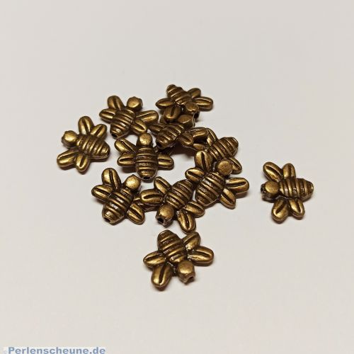 10 Metallspacer Insektperlen Biene bronze antik 14 mm