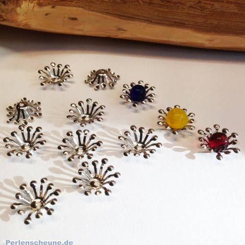 10 große Metall Perlenkappen 15 mm für Engelanhänger
