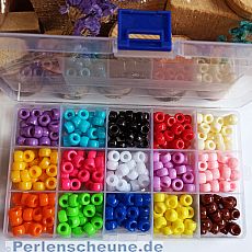 Box Grosslochperlen 375 Kindermodule 9 mm Loch 4 mm bunter Mix