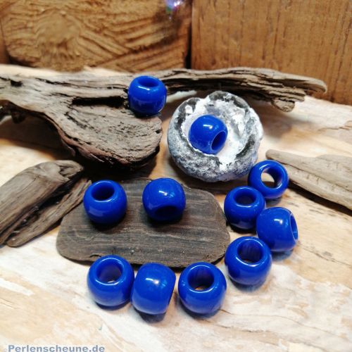 10 blaue einfache Kinder Modulperlen Grosslochperlen Loch 5 mm