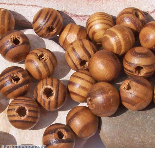 10 Holzperlen Kinderperlen natur braun gemasert 24 mm