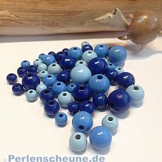 1a Holzperlen blautönig Lutsch- und Speichelfest 6 - 12 mm