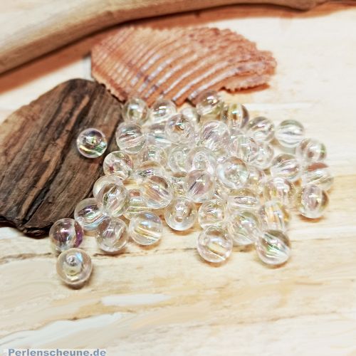40 fancy Perlen transparent irisierend 6 mm