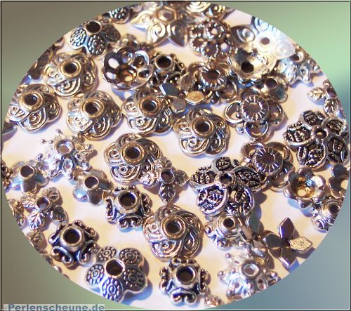 Set mit 50 versch. Metall Perlenkappen 6 - 10 mm