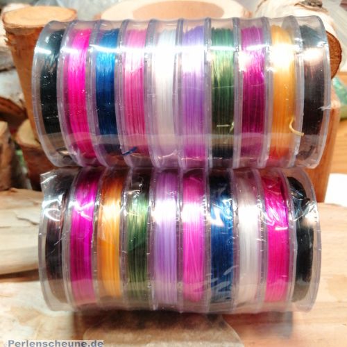 10 x 10 m Perlschnur 0,8 mm 10 Farben elastischer Nylon