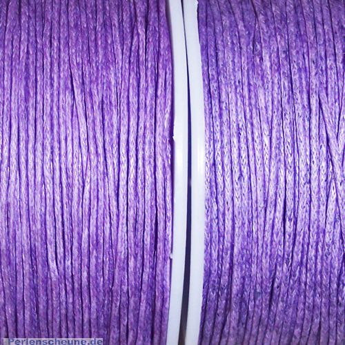 1 Rolle 80 m Perlschnur 1 mm gewachste Baumwolle lila