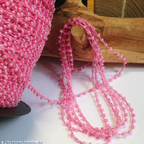1 Meter Perlenfaden mit Rocaillesperlen rosa 2 mm