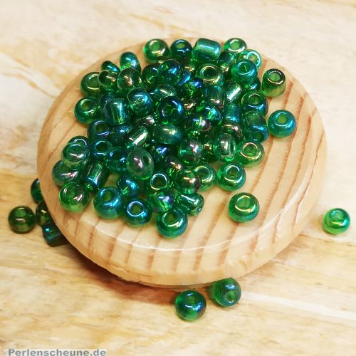 Indianerperlen Glasperlen Rocailles grün 4 mm feuerpoliert 20 g