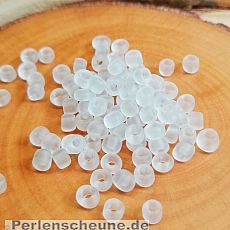 Indianerperlen Rocailles Glasperlen weiß gefrostet 3 mm mit 20 g