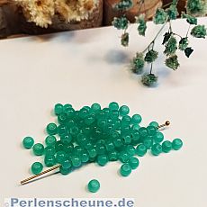 50 Glasperlen Jade Kugeln im Set mittelgrün 4 mm