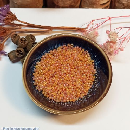 Japanische Glasperlen Rocailles 1,5 x 2 mm orange matt irisierend 20 g