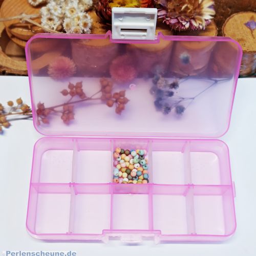 Perlen Sortierbox Acryl Rechteck rosa 12,8 x 6,7 x 2,5 cm