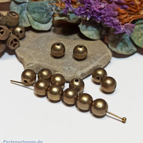 Set mit 40 Perlen Spacer Kugel 6 mm bronze antik