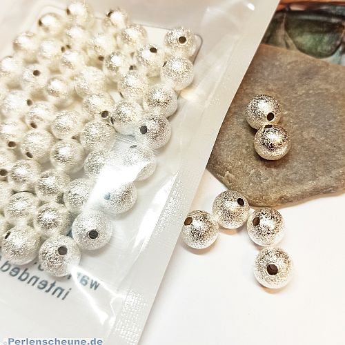 Kugelperlen Sternenstaub 30 Spacer Perlen 8 mm Acryl silber