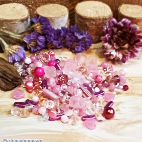 50 g böhmische Glasperlen als Mix in rosa
