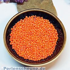 20 g böhmische Glasperlen Rocailles 2 mm orange feuerpoliert