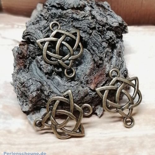 1 Metall Verbinder keltischer Knoten für Ketten Armbänder 25 mm bronze antik