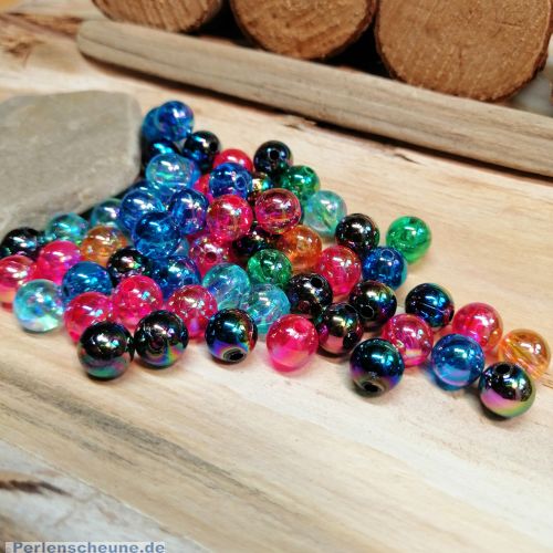 30 mehrfarbig irisierende Perlen 8 mm rainbow